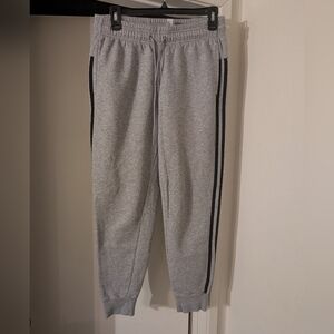 Adidas Gray Jogger Pants with Black Stripes Small